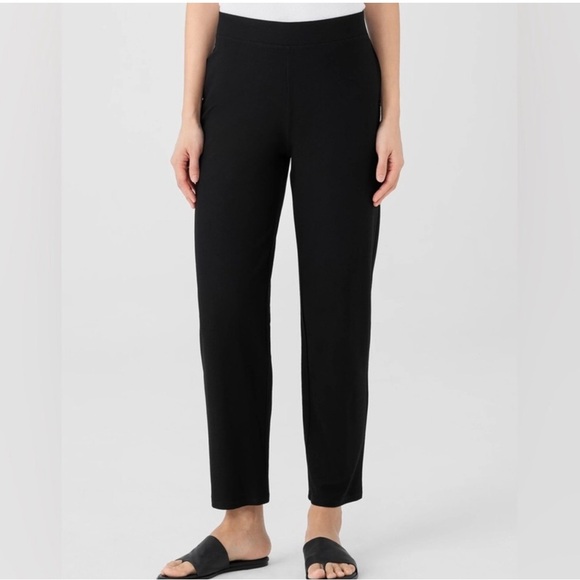 Eileen Fisher Black Washable Crepe Straight Leg Stretch Pullon Pant Size 2X